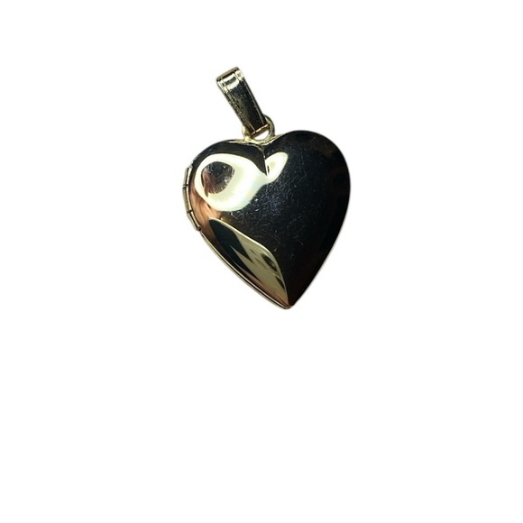 Small Vintage Heart Locket Pendant in Gold with Gold Attachment Loop 1/2” Length - Picture 2 of 4